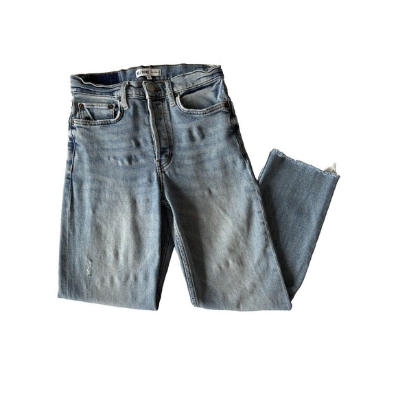 Redone Jeans Womens 25 Stove‎ Pipe High Rise Straight Leg Ankle Frayed Hem 70s - Picture 1 of 12